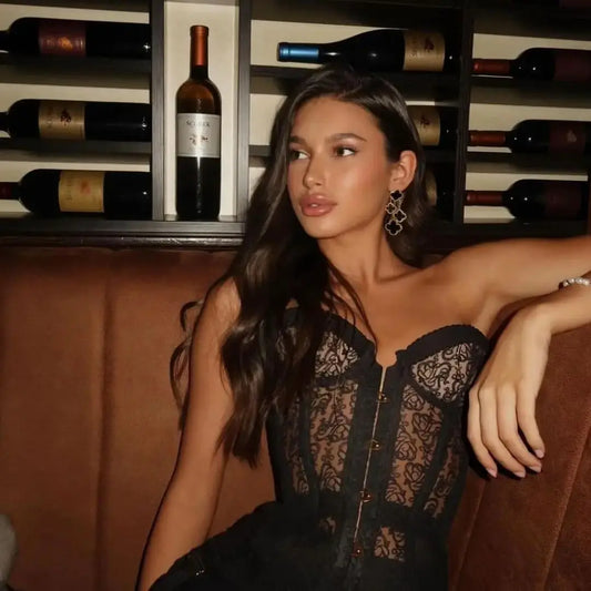 Tight Corset Lace Hollow Sleeveless Strapless Top Summer Fashion Women Street Trendy Vest