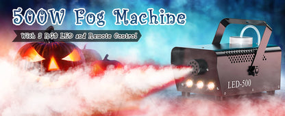 Fieryzeal 500W Smoke Machine Wireless Control Fog Machine RGB LED Stage Lighting Effect Professional Stage Fogger for Halloween