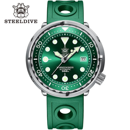 STEELDIVE SD1975 Mens Automatic Watches Men Dive Watch 300m Waterproof Mechanical Wristwatch C3 Luminous Clock Sapphire Mirror