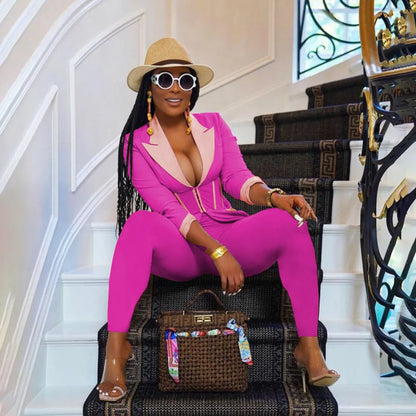 Elegant Suits  Women Corset Blazer and Legging Pants Matching Two 2 Piece Set Outfits Streetwear Lady Tracksuit