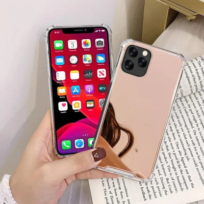Mirror Phone Cases For IPhone 17 16 15 14 13 12 11 Pro Max Xr Xs 8 7 Plus SE2/SE3 Shockproof Soft TPU Cover
