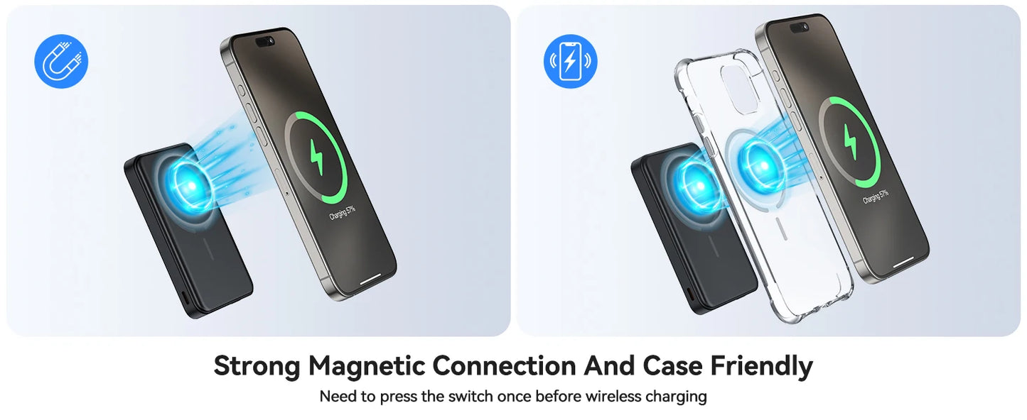 10000mAh Magnetic Wireless Power Bank for Apple Watch /9/8/7/6/5/4/Ultra 2 iWatch Battery Pack For iPhone 16/15,Galaxy