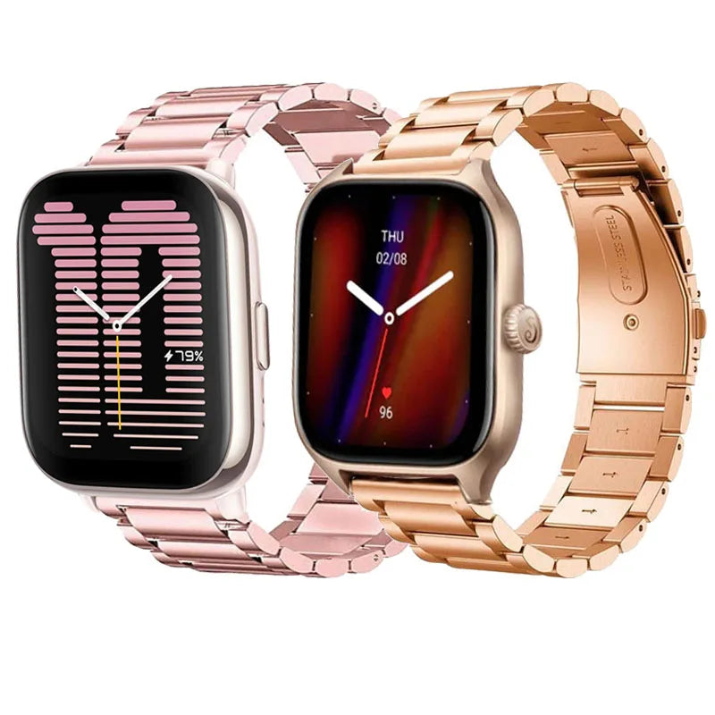 WatchBand For Amazfit Active/GTS 2/3/4 Mini Strap GTR 2/3/4 42 47mm stainless steel Bracelet For Amazfit Bip 3 5 Band