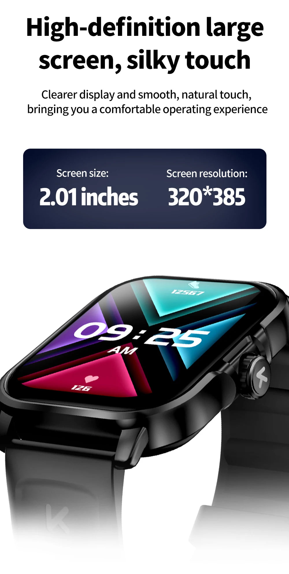 KUMI KU7 Meta 2.01″ High-definition Screen Smart Watch Bluetooth Call Heart Rate Measurement Oximetry Offline Intelligent Voice