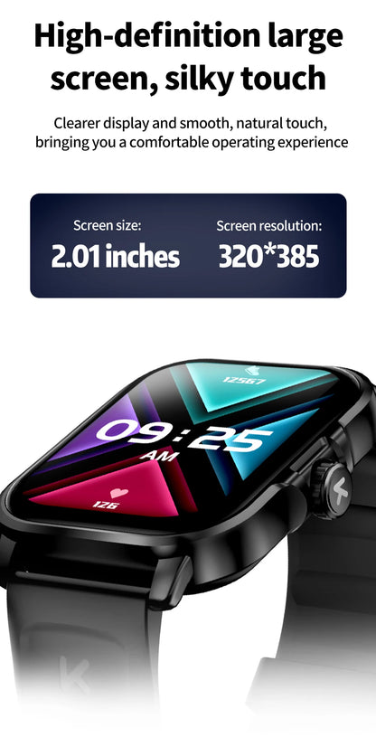 KUMI KU7 Meta 2.01″ High-definition Screen Smart Watch Bluetooth Call Heart Rate Measurement Oximetry Offline Intelligent Voice