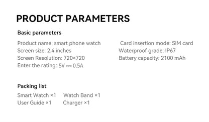 Android 9.0 Smart Watch 2.4 inch AMOLED 2100mah Battery 900W Camera GPS WIFI Google APPS Download Smartwatch