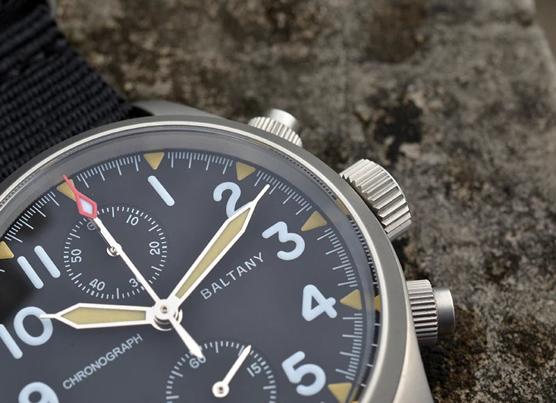 Baltany 2025 new military 39mm men's quartz chronograph VK61 sapphire stainless steel waterproof 10Bar luminous reloj hombre