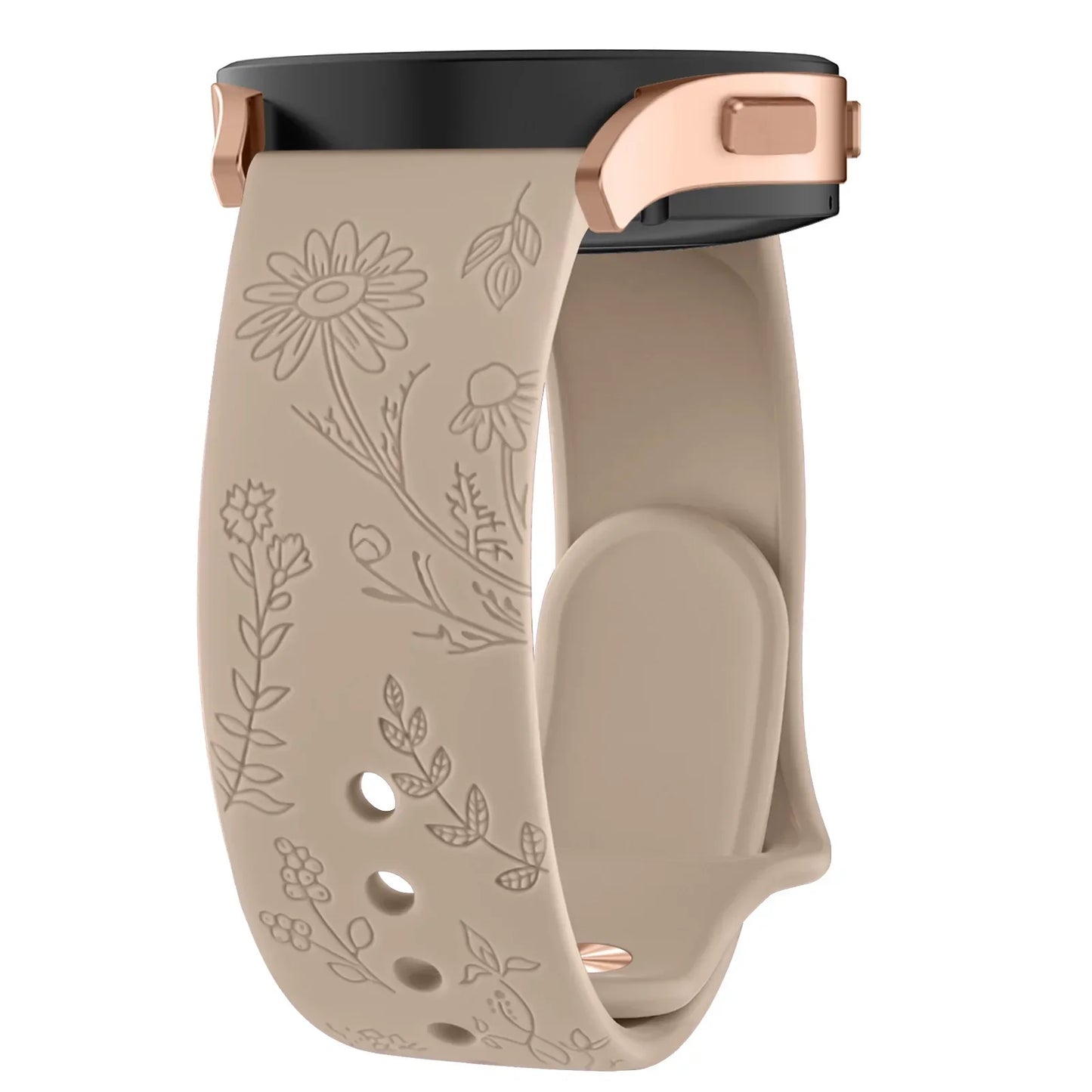 Floral Engraved Band for For Samsung Galaxy Watch 6/5/4/Active 2/5 Pro 45mm 40mm 44mm/Watch 6 4 Classic/Watch 3 41mm Strap