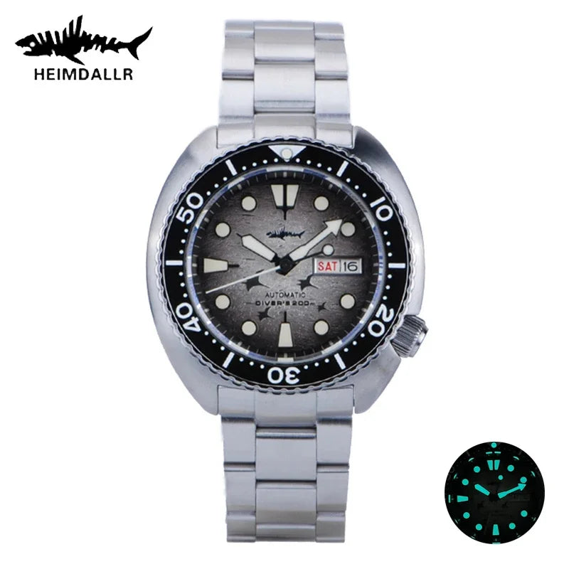 HEIMDALLR Diver Men's Watch Turtle King Sapphire Crystal 316L Steel NH36 200M Water Resistant Luminous Automatic Mechanica Watch