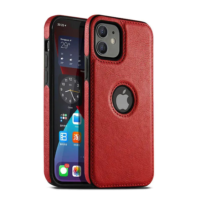 IPhone 17 11 12 13 14 15 16 Pro Max MINI XR XS X SE 7 8 Business PU Leather Case Soft Cowhide Shockproof Protective Cover