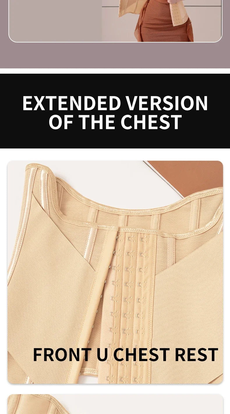 U-shaped Waist Trainer Corset Women Buttoned Shapers Breast Lifted Waist Trainer Steel Bone Slimming Women's Shapewear