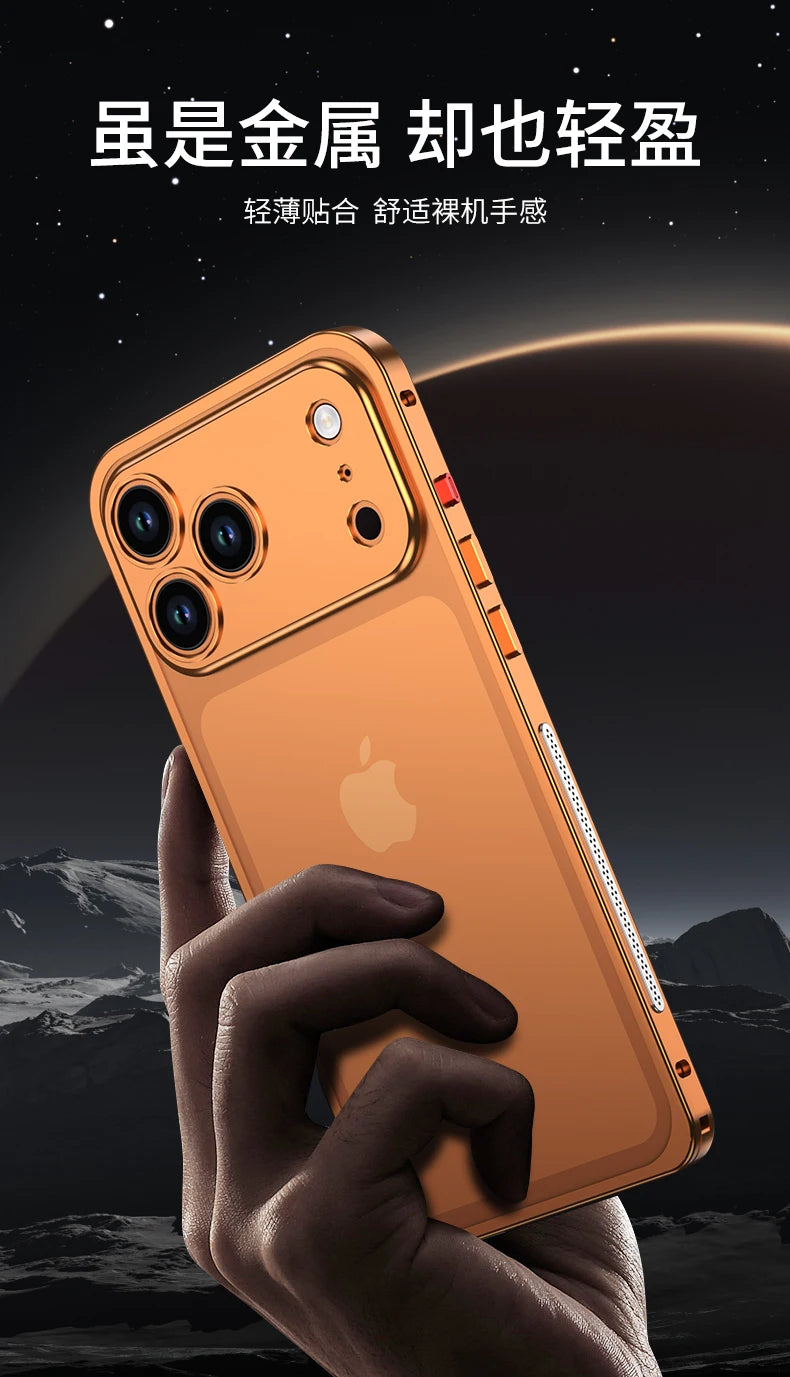 Metal Frame Bumper Phone Case For iPhone 17 16 15 14 13 Pro Max Plus 17Air Aluminum Alloy Lens Heat Dissipation Shockproof Cover