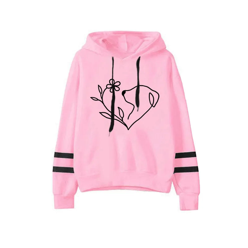 2025 Hot Sale Women's Tracksuit Hooded Sweatshirts Black Sweatpants Urban Casual Fashion Sportswear Cute Pattern Print Hoodies