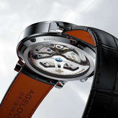 AGELOCER Original World Time Watch Men's Luxury Business Formal Automatic Mechanical Watch Birthday Gift for Men