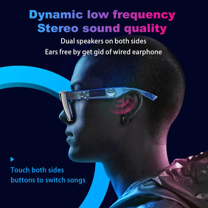 KUMI Meta V1 Smart Glasses IPX4 Waterproof Bluetooth glasses Bluetooth Call 5.0 listen to the music last for about 8 hours Blue