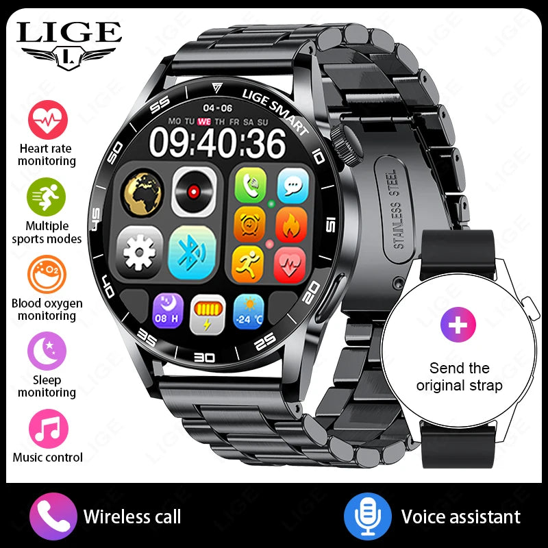 LIGE 2025 New Smartwatch Men For Android iOS Phone 1.38" HD Bluetooth Call Heart Rate Monitor Waterproof Sport Smart Watch Women