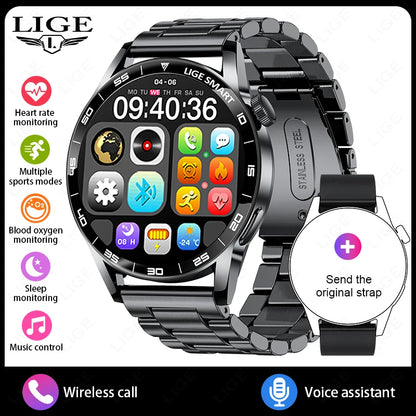 LIGE 2025 New Smartwatch Men For Android iOS Phone 1.38" HD Bluetooth Call Heart Rate Monitor Waterproof Sport Smart Watch Women
