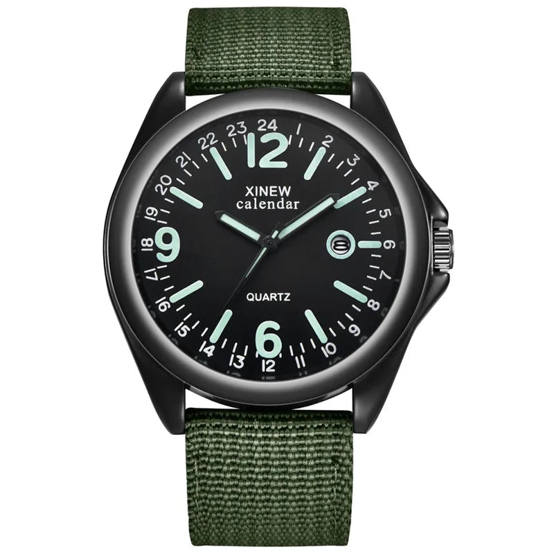 Original XINEW Brand Men Watches Black Students Boys Fashion Casual Nylon Band Sports Date Quartz Watch Relogios Masculinos 2025