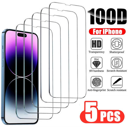 Glass Screen Protector Phone Case for IPhone 17 Air 12 11 13 14 15 16 Pro Max Mini XS XR X Plus 16Pro IPones Front Cover