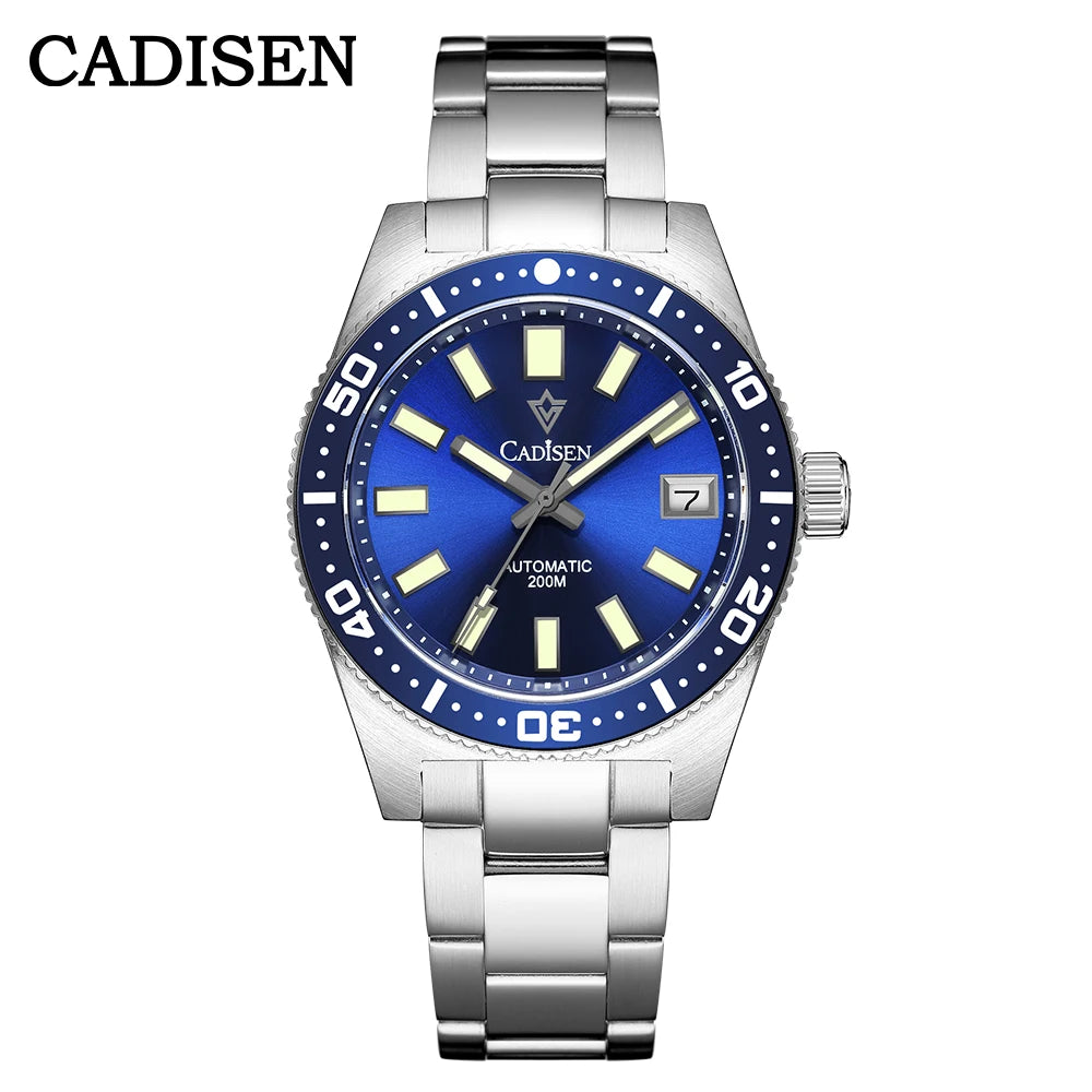 CADISEN New 38mm Diver Mens Watch Japan NH35A Automatic Mechanical Sapphire Glass Date Luminous 200M Waterproof Wrist watch Men