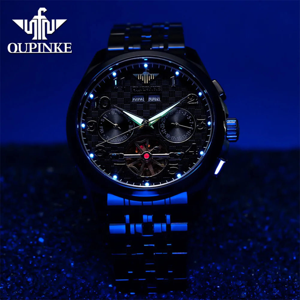 OUPINKE 3263 Automatic Mechanical Watch Multifunctional Dial Auto Date Waterproof Night light Watch Original Brand