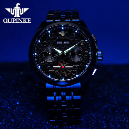 OUPINKE 3263 Automatic Mechanical Watch Multifunctional Dial Auto Date Waterproof Night light Watch Original Brand