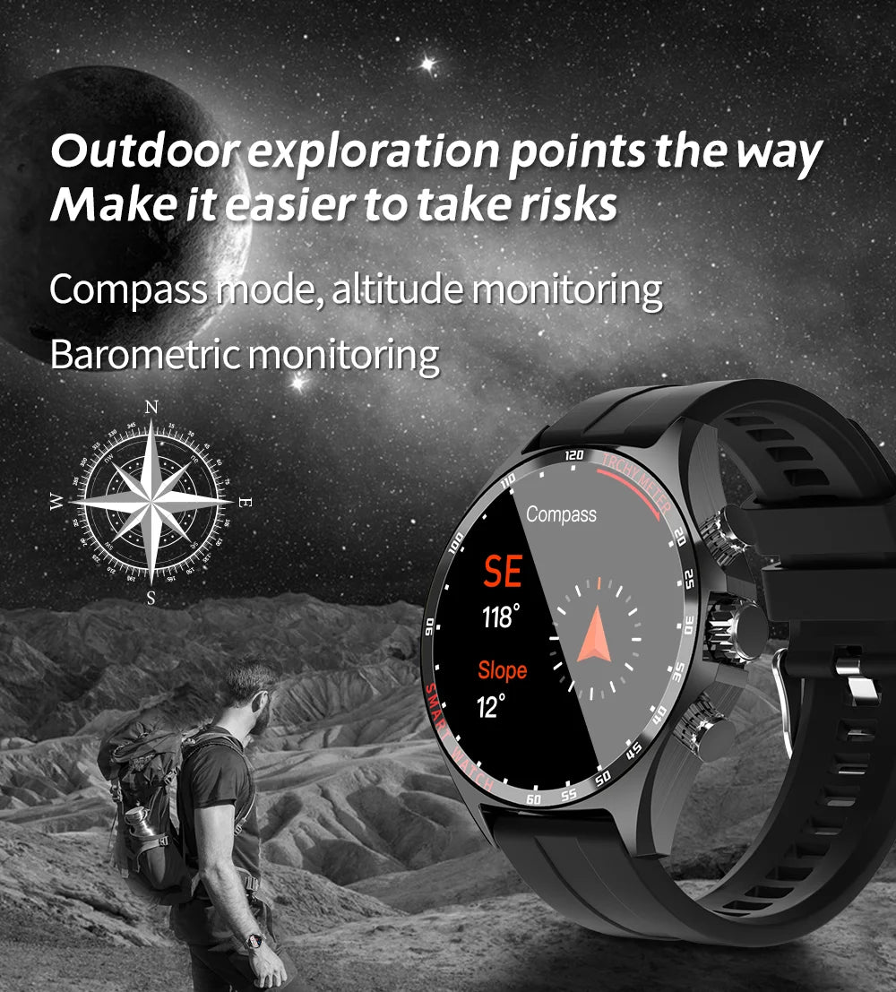 Smart Watchs Men Sport Fitness GPS Tracker Compass Bluetooth Call Heart Rate Health Smartwatch for Huawei Xiaomi Ferrari