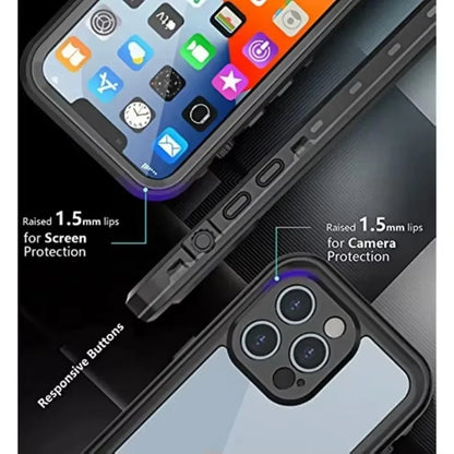 Full Sealed Clear IP68 Waterproof Case For iPhone 16 15 14 13 12 11 17 Pro Max 12 Mini XR Shockproof Cover with Screen Protector