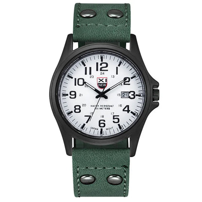 Genuine XINEW Brand Men Watches Black Students Fashion Leather Band Sports Date Quartz Wrist Watch Montre Homme Reloj Hombre