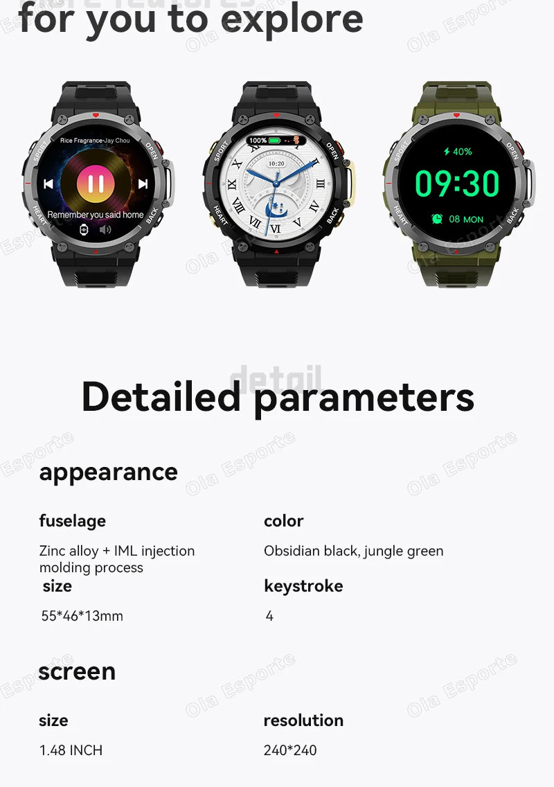 T-REX 3 Ultra Outdoor Military NFC Smart Watch Men GPS trackr Bluetooth Call Health Monitor Sports Smartwatch For Amazfit