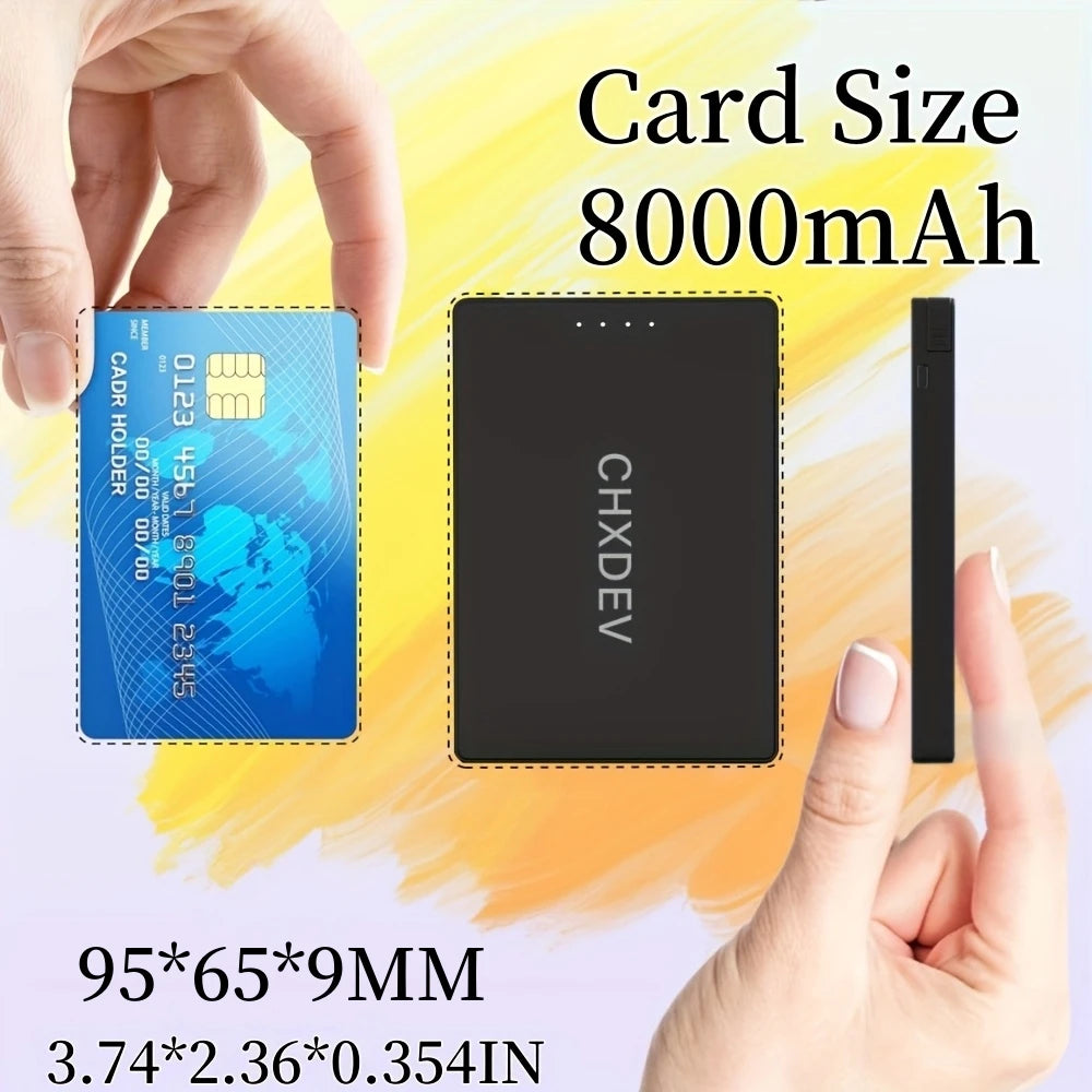 Ultra-Thin Magnetic Power Bank Ultra-Slim 8000mAh Charger , Mini Power Banks For Card Holder Wallet, For IPhone XIAOMI