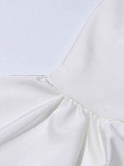 TWOTWINSTYLE Solid Slimming Fashion Mini Dresses for Women High Waist Patchwork 3D Flower Temperament Dress Female Clothing New