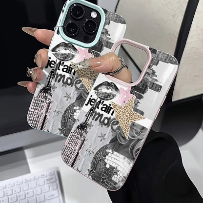 Stylish Phone Case For iPhone 17 11 13 12 15 14 16 Pro Max XS XR X 7 8 Plus 17 Air Eiffel Tower Light Ball Lychee Texture Cover