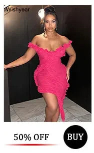 Showlder Backless Ruffles Irregular Dresses Woman Ruched Patchwork Hollow Out Bodycon Birthday Vestidos Autumn