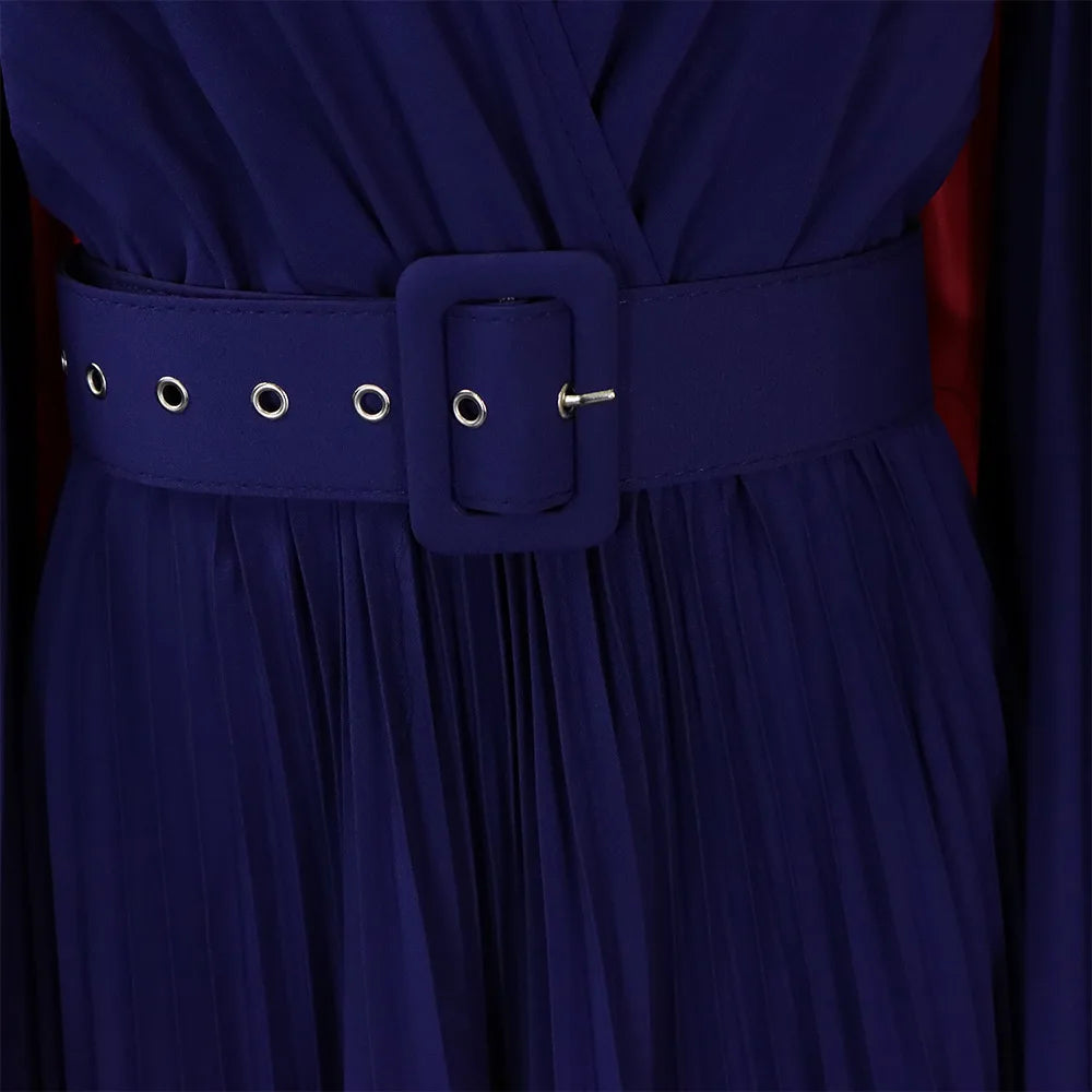 V-neck Flare Sleeve Big Swing Floor Length Maxi Long Dresses  Women Autumn Winter Party Prom Dress