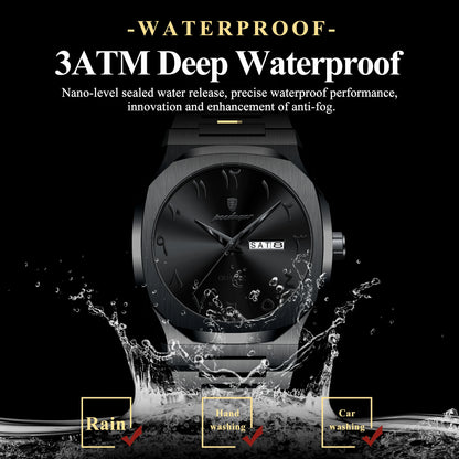 POEDAGAR Military Watch For Men Waterproof Luxury Week Calendar Man Wristwatch Quartz Stainless Steel Fashion Men's Watches Male