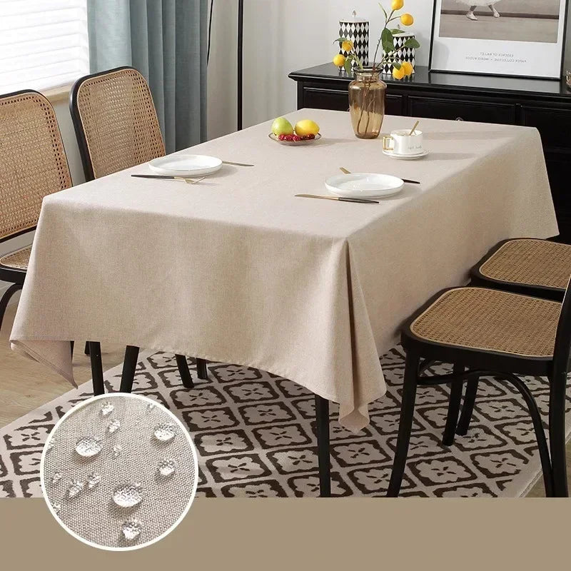 Waterproof Oilproof Kitchen Dining Tablecloth Solid Color Rectangle Tablecloth Cover Mat Oilcloth Antifouling Home Decoration