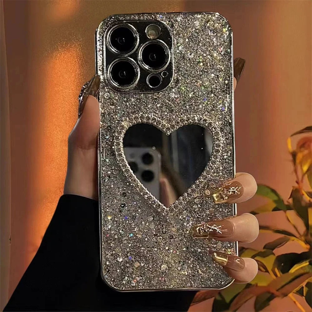 Mirror Sequins Case For iPhone 17 Air 16 14 15 13 12 11 Pro Max Lens Protection Cover