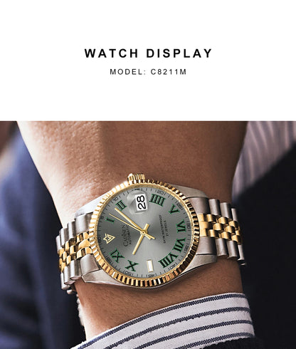 CADISEN 38MM Men's Automatic Mechanical Watch Luxury AR Sapphire Glass Waterproof Stainless Steel MIYOTA 8215 Men Wristwatch
