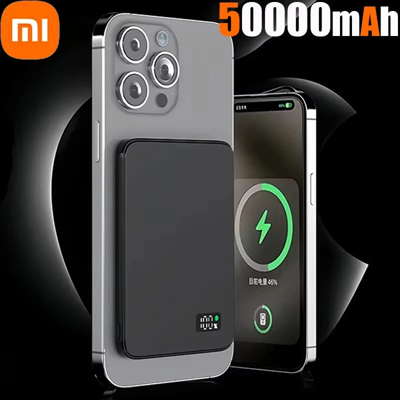 50000mAh Magnetic Wireless Thin Ultra Power Bank For MagSafe Fast Charging Portable Battery Display Power Bank