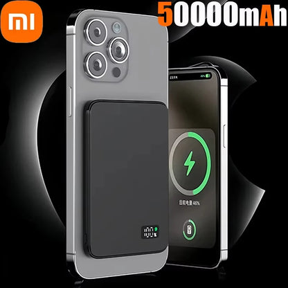 50000mAh Magnetic Wireless Thin Ultra Power Bank For MagSafe Fast Charging Portable Battery Display Power Bank