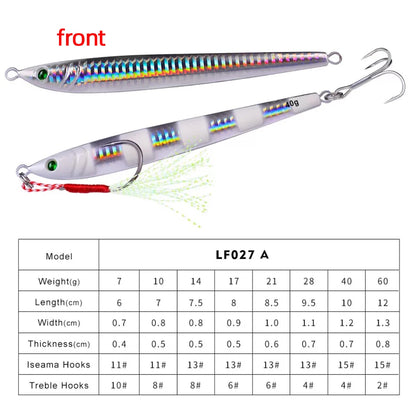 Metal Jig Bait Weight 7g-60g Trolling hard bait bass fishing tackle trout diving bait Sea Fishing Lures Pesca