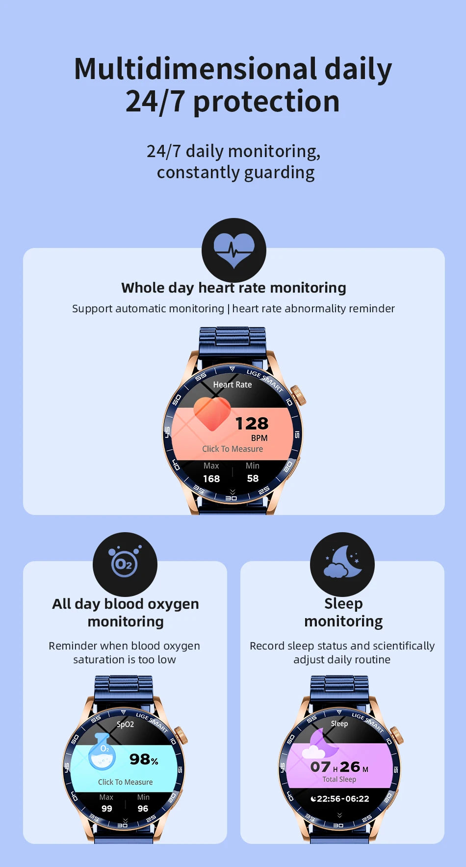 LIGE 2025 New Smartwatch Men For Android iOS Phone 1.38" HD Bluetooth Call Heart Rate Monitor Waterproof Sport Smart Watch Women