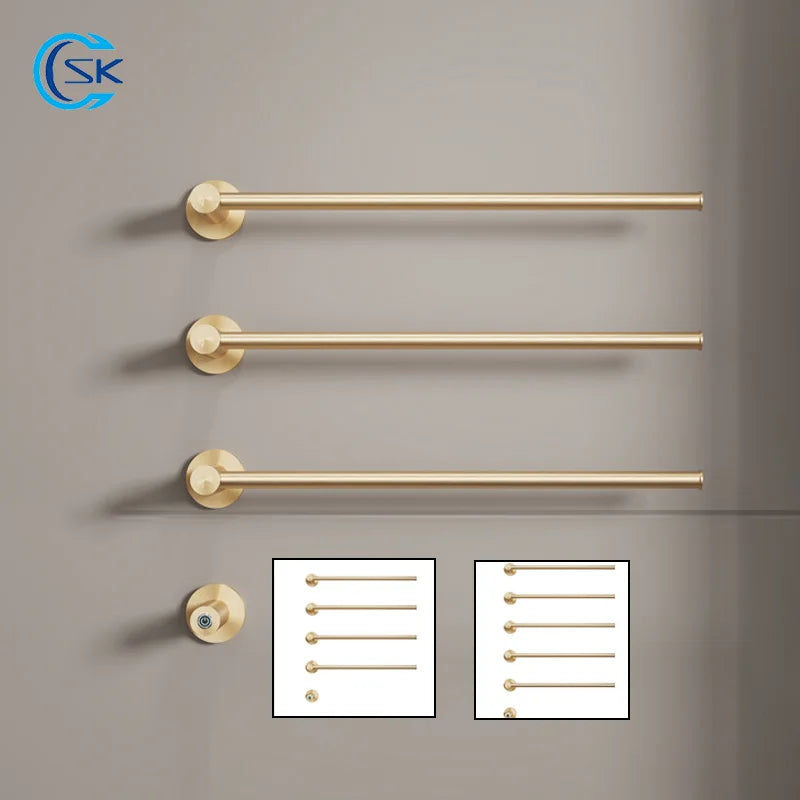 Brushed Gold Electric Heated Towel Rail Stainless Steel Towel Dryer Hidden Cable Electric Towel Rack Towel Radiator Towel Warmer