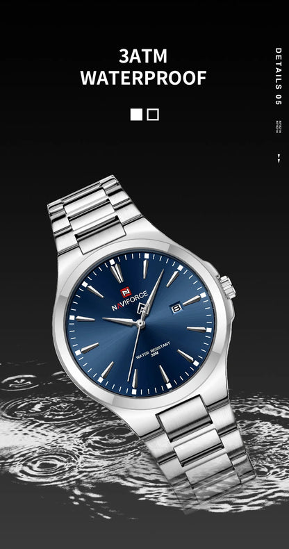 NAVIFORCE Original Design Fashion Men's Watches Stainless Steel Simple Calendar Male Waterproof Wristwatches Relogio Masculino