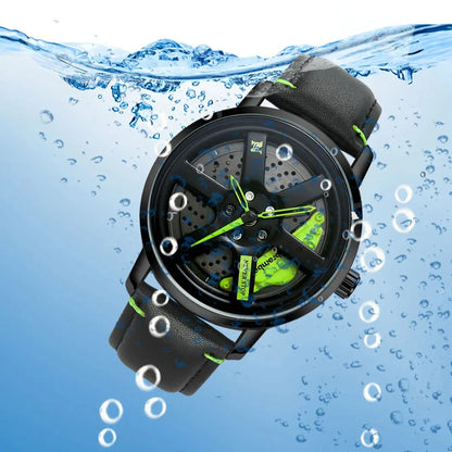 NS Men's Car wheel hub watch Minimalist Fashion Sports Watch Calendar Leather casual Quartz watch