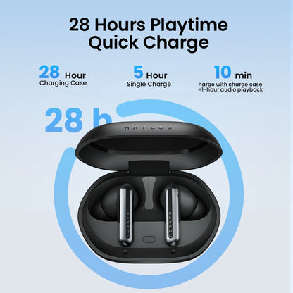 HAYLOU Mori Pro Bluetooth 5.4 Earphones Wireless  43dB Adaptive Hybrid ANC Hi-Res LDAC Earbuds 6 Mic Headphones 28H Battery Life