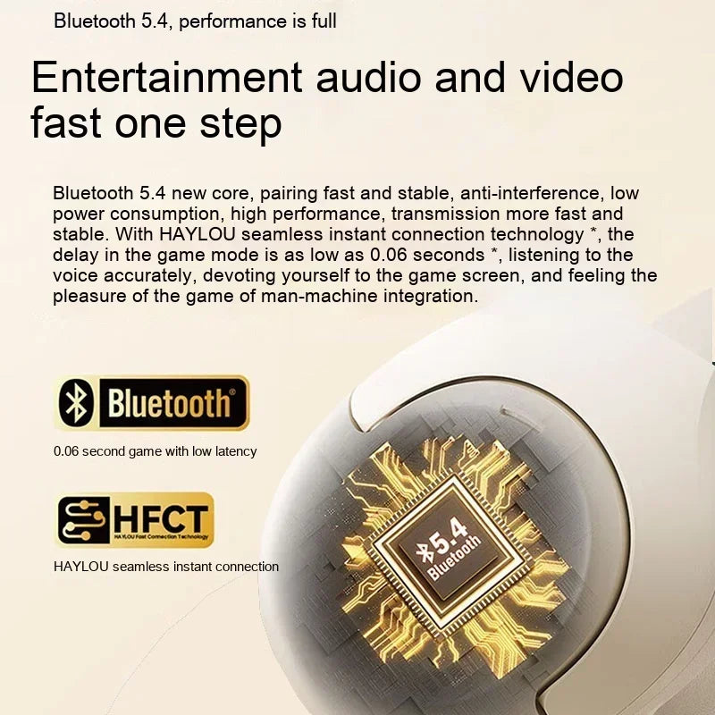 HAYLOU S30 Pro Headphone With Mic Active Noise Reduction Bluetooth 5.4 Long Battery Life HiFi 40mm Dynamic Gaming Headset Custom