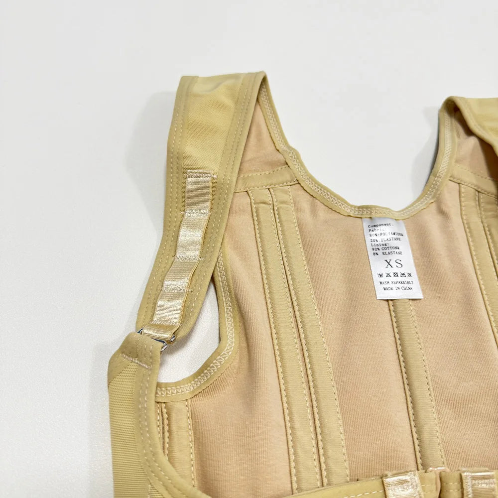 Body Shaper Shapewear Women Vest Tops Double Compression Waist Trainer Corset Adjustable Zipper and Hook-eyes