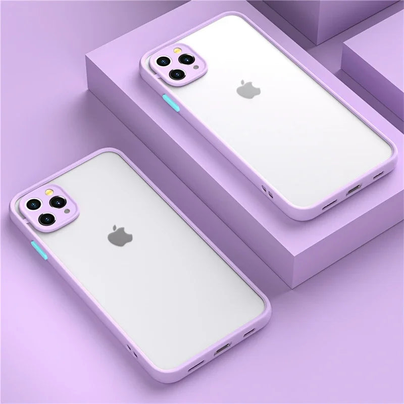 Luxury Matte Transparent Phone Case For iPhone 17 Air 16 E 15 14 13 12 11 Pro Max Plus Mini Silicone Clear Hard PC Back Cover
